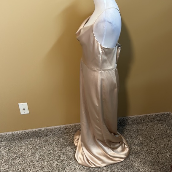 The Dressy Collection by Vivian Diamond Satin Cowl Neck Gown Party Dress - Picture 3 of 6